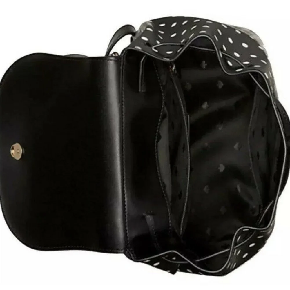 Bundle Kate Spade Drawstring Flap Backpack Black + Wallet - Picture 5 of 13